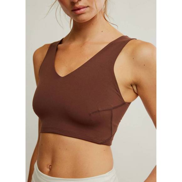 NEW FREE PEOPLE never better crop cami top in cocoa - Picture 1 of 2